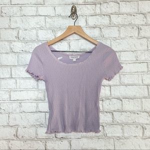 ⭐️ SALE ⭐️ 5-6 for $10 Pink Rose Floral Neckline Crop Top Purple Size Large